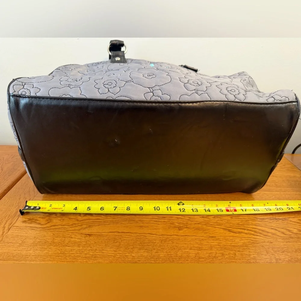 Thirty One City Weekender Bag Grey With Black Flowers Customized Teal L - Picture 2 of 13